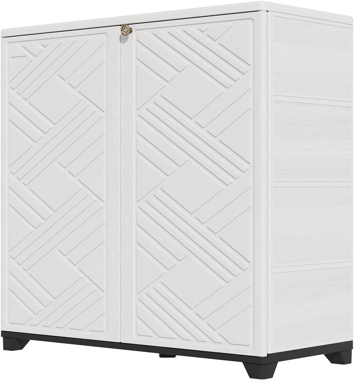HOMSPARK, Schränke, 86,4 x 38,1 x 86,4 cm, Weiss, Aufbewahrungsschrank für den Innen- und Aussenbereich, mit Türen und 1 Regal