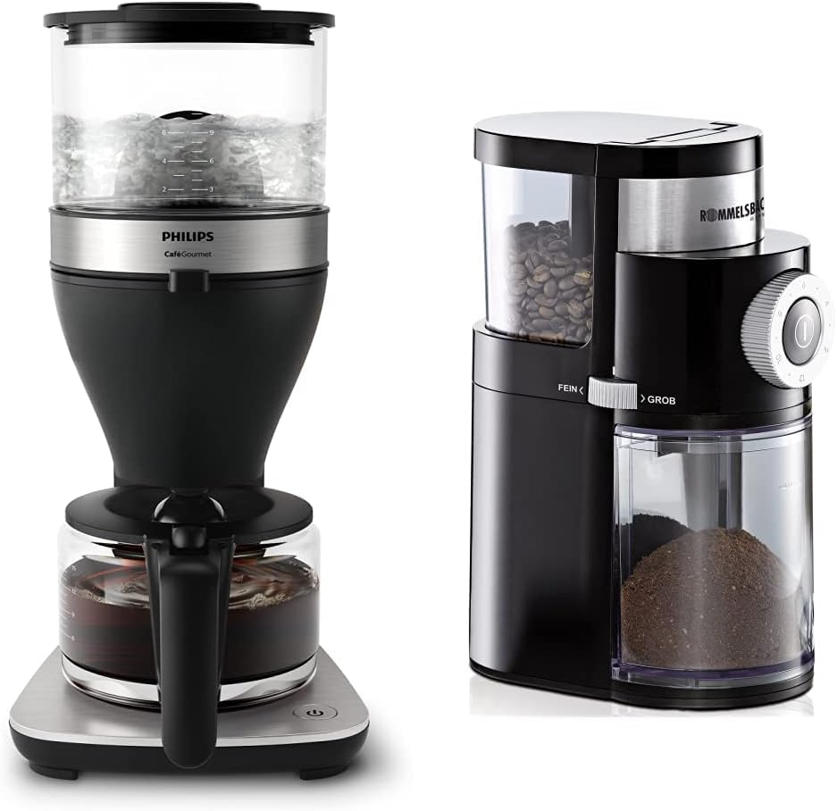 PHILIPS, Kaffeemaschine, 1.25 L, 110 W, Schwarz, Filter, -Fassungsvermögen, bis zu 15 Tassen, Boil & Brew, Füllmenge Bohnenbehälter 250 g