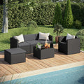 STEELSØN, Unterhaltungssets, Schwarz/Anthrazit, Zethora Rattan Gartenmöbel 4-TLG., 5 Personen