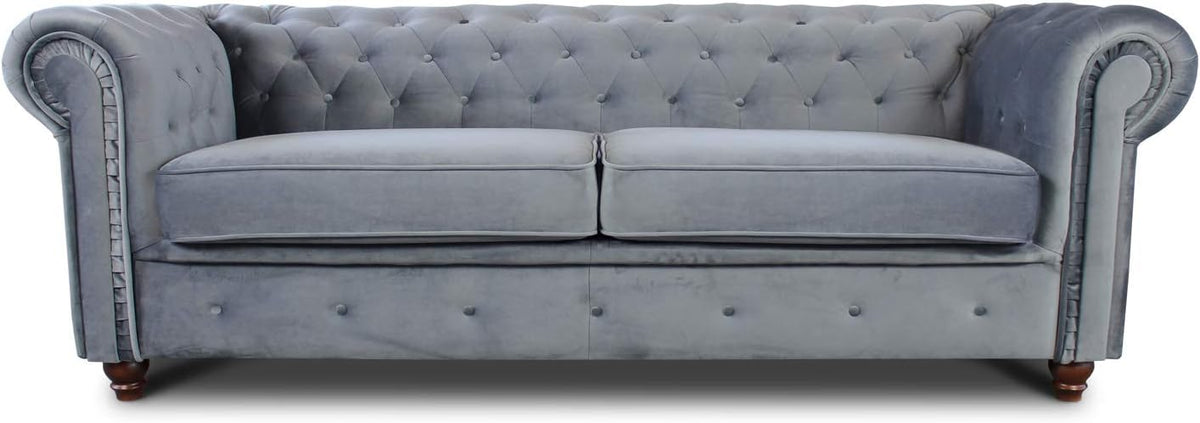 Sofa, Sofnet, Grau, Chesterfield Asti 3-Sitzer (, Velvet 10)