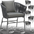 tectake, Gartenmöbel-Set, Grau/Weiss, ® Gartenstühle Set, Geflecht-Stuhl, Gartenstuhl Rope, Stühle Outdoor, Balkon Sessel