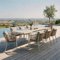 IDIMEX, Essgruppe, Weiss/Beige, Gartenmöbel Set Sunny mit ausziehbarem Esstisch und 8, Esstisch Gestell aus Alu in weiss