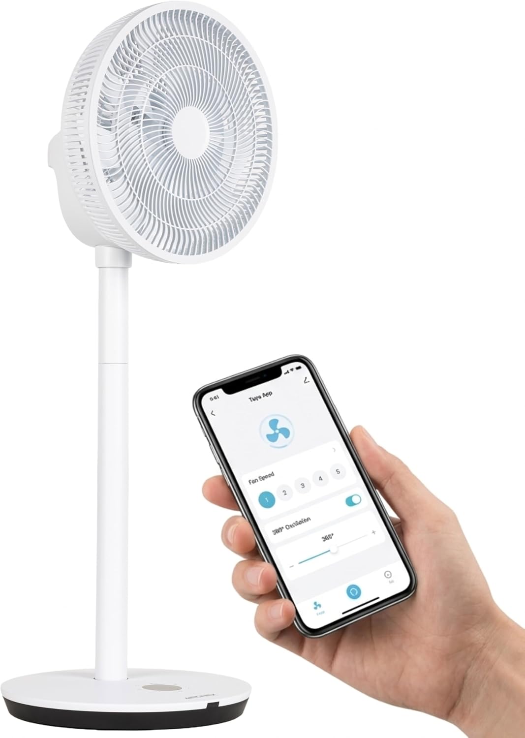 aironex, Standventilatoren, 100 cm, Weiss, Faltbarer Ventilator mit Fernbedienung, Höhenverstellbar 11, 35 bis