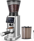 AMZCHEF, Elektrische Kegelmühlen, Grau, Kaffeemühle Elektrisch mit 48 Mahlgraden, Edelstahl-Kegelmahlwerk