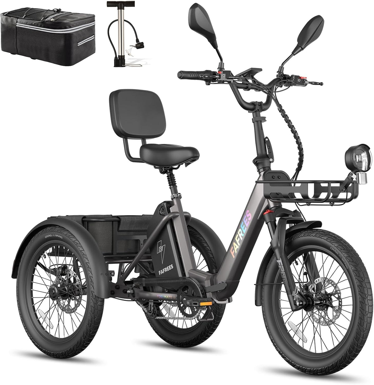 Fafrees, E-Bike, 20 Zoll, 180 kg, 48 V, Grau, F20 Mate E Bike Dreirad für Erwachsene Zulassung [, Elektrofahrrad 3 Rädern 65N.m