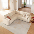 JINOVIA, Sofa, 245 cm, Creme, Modulares Eck, modernes Cord-Schlaf in L-Form, 5 Sitzer individuell konfigurierbare Wohnlandschaft