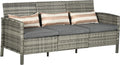 Sofa, Outsunny, 173 x 68 x 78 cm, Grau, Rattan mit Kissen Dreisitzer Stahl