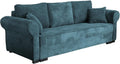 Sofa, Mirjan24, Blau/Türkis, Schlaf Olimpia Cord, Bett mit abgerundete Armlehnen, mit Bettkasten und Schlaffunktion