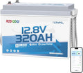 Redodo, Deep-Cycle-Batterien, 320Ah, 12 V, Blau/Weiss, B190 LiFePO4 Batterie mit Bluetooth, Mini-Gehäuse, IP65