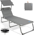 Homecall, Liegen, 200x70 cm, 180 kg, Grau/Weiss, Sonnenliege Klappbar mit Dach, Kopfstütze