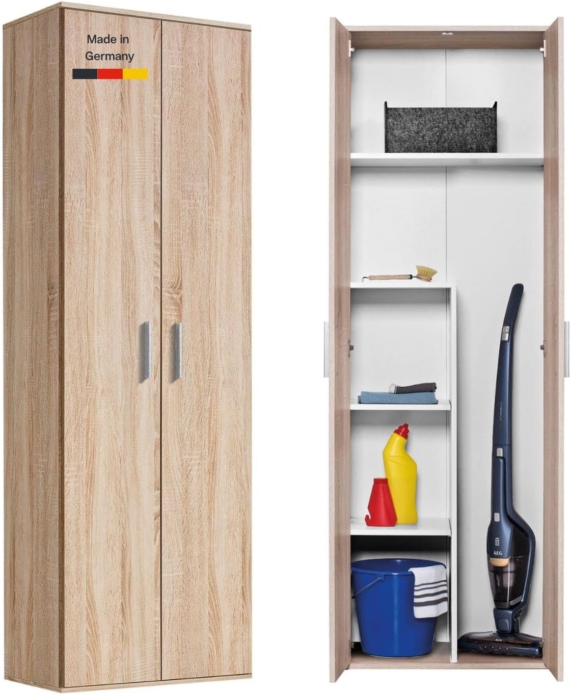 mokebo, Midi- & Hochschränke, 60 cm, Eiche, Mehrzweckschrank Besenschrank Der Lange Made in Germany