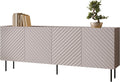 Mirjan24, Sideboard, Schwarz, Kommode Likade 200 4D mit 4 Türen, innen 8 Fächer, gefräster Front, Ohne Griffe, Metallfüsse
