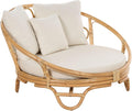 Beliani, Liegen, Beige, Garten Sonneninsel Rattan natürlich mit Auflagen
