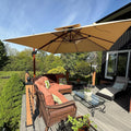 PURPLE LEAF, Sonnenschirme, 300 × 300 cm, Violett/Beige, Sonnenschirm Alu-Griff Holzoptik Doppeldach Beige