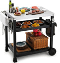 LIFERUN, Wagen, Schwarz, Edelstahl Grill 3 Etagen, Grilltisch Outdoor, Grill Trolley