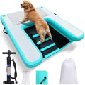 GZYSINFLA, Hunderampen, 90 kg, Weiss/Türkis, Aufblasbare grosse Wasserrampe für Hunde, schwimmende Rampe, schwimmende Haustiere bis zu