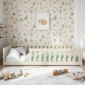 Kids Collective, Bett, 90x200 cm, Weiss/Grau, Kinder Boden mit Rausfallschutz & Lattenrost Montessori Bed