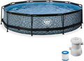 EXIT TOYS, Stahlrahmenpool, 360x76 cm, Blau, Wood Pool ø mit Filterpumpe
