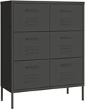 vidaXL, Sideboard, 80x35x101,5 cm, Anthrazit, Schubladenschrank mit 6 Schubladen Kommode Anrichte Schrank