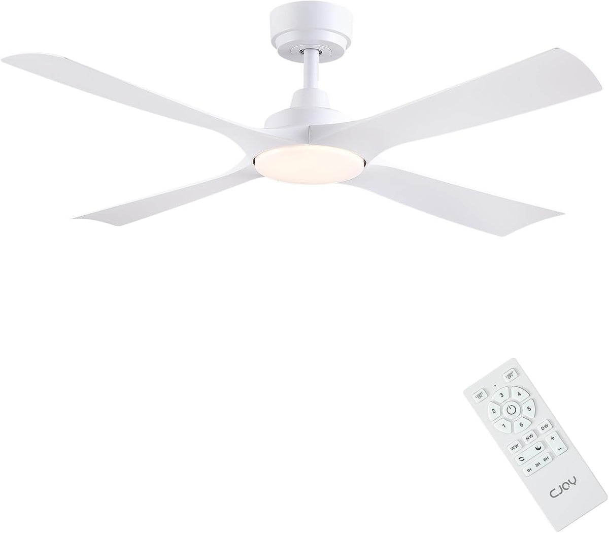 CJOY, Deckenventilator, 122CM, Weiss, mit Fernbedienung Leise