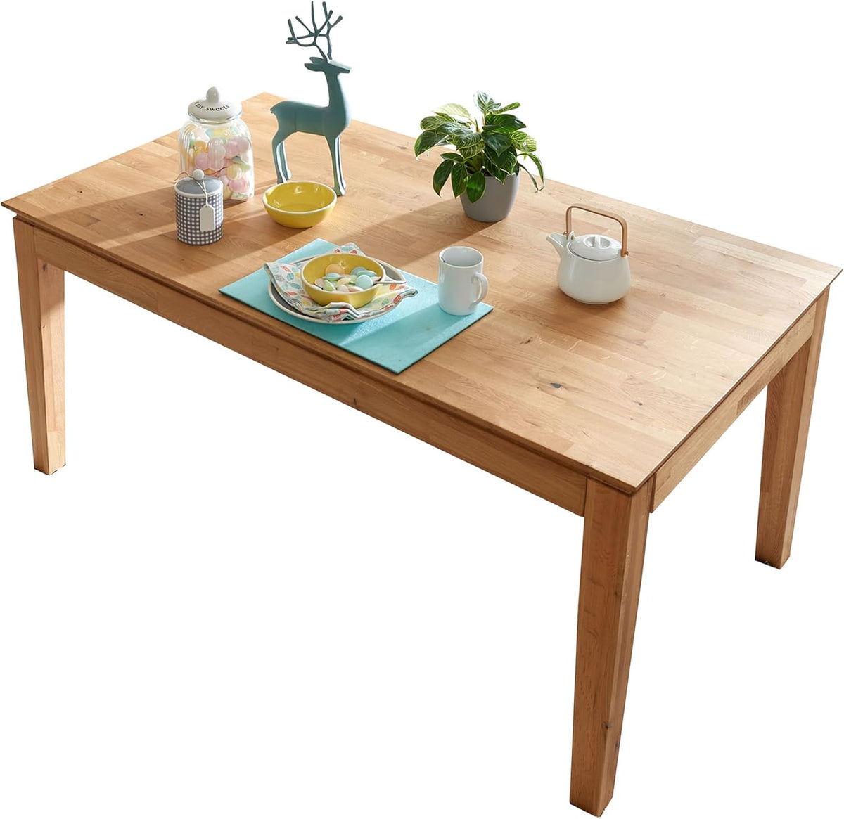Woodroom, Esstisch, 180x90 cm, 240 cm, Eiche, Paarl ausziehbar auf Massivholz geölt Ausziehtisch mit, 10 Personen stabil und zeitlos