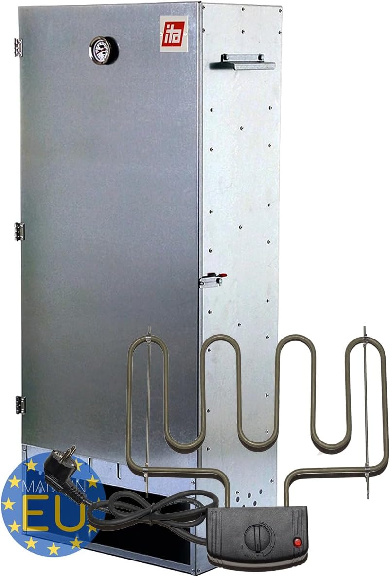 ITA, Outdoor-Grill, 111 cm, Grau, Elektrischer Räucherofen 7003 - Premium XL Räucherschrank