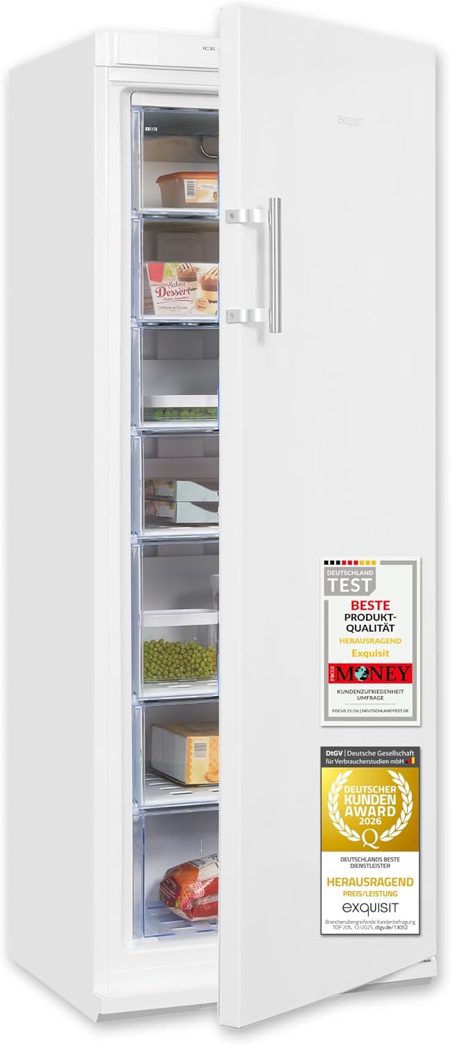 Exquisit, Kühlschrank, 232 L, Weiss, GS27-H-280E Gefrierschrank - Standgerät Tief