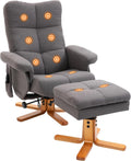 HOMCOM, Relaxsessel, Dunkelgrau, mit Hocker 360° Drehbar aus Polyester