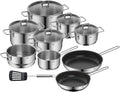 Silit, Topfsets, Silber/Schwarz, Alicante Topfset Induktion 10-teilig, Kochtopf Set mit Glasdeckel, Edelstahl poliert