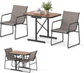 KOMFOTTEU, Essgruppe, Braun, 3-TLG. Gartenmöbel Set, Balkonset mit 1 Esstisch und 2 Stoffstühlen, Balkonmöbel platzsparend
