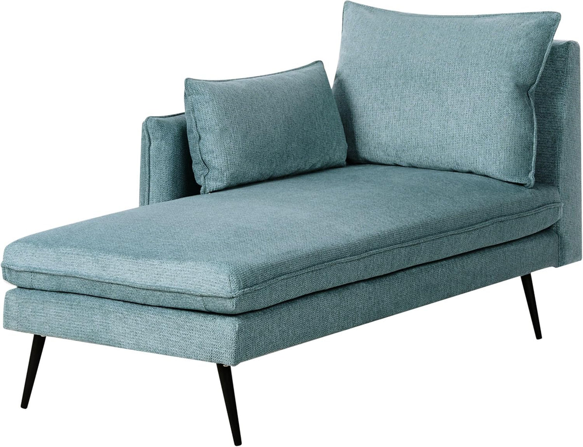 Beliani, Relaxsessel, Hellblau, Chaiselongue Stoffbezug rechts mit Kissen Metallgestell
