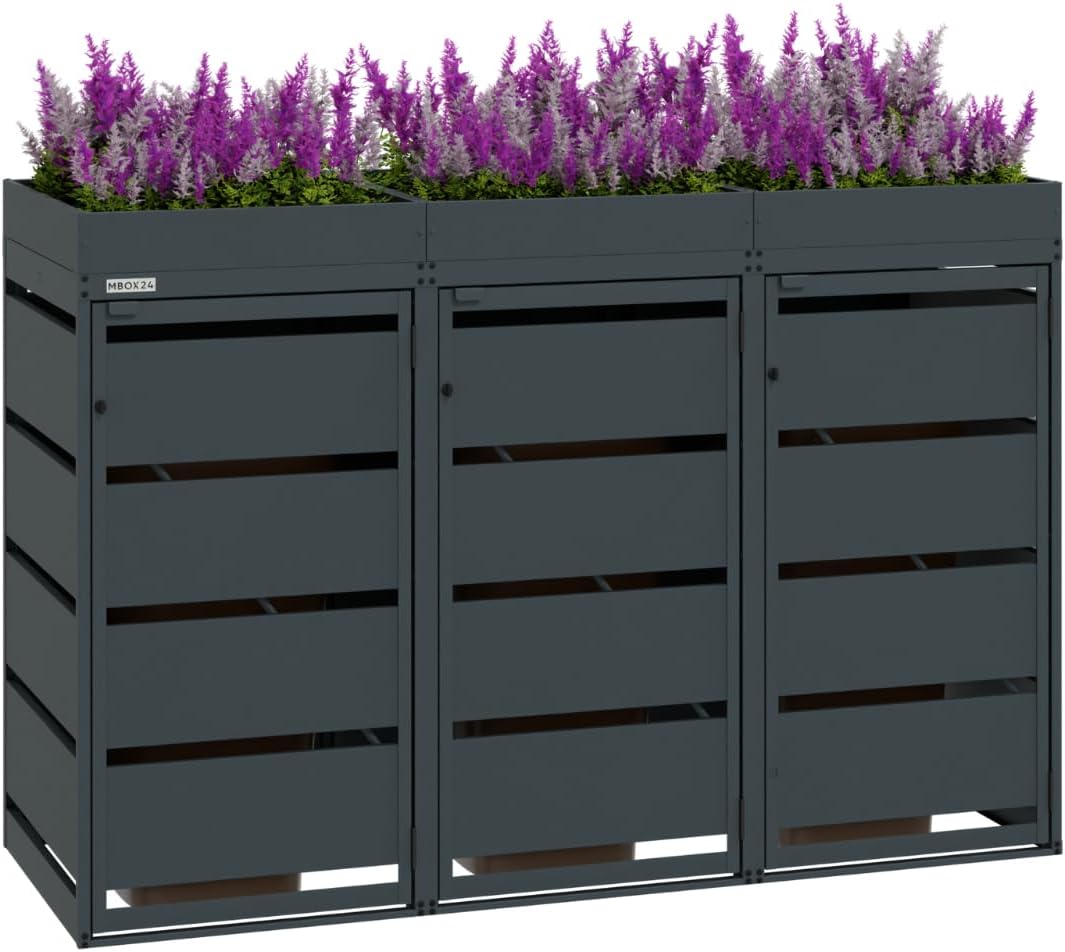 MBOX24, Mülltonnenbox, Grau, Classic Flora