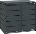 MBOX24, Mülltonnenbox, 240 Liter, Anthrazit, Classic 2er für Mülltonnen bis, aus verzinktem Stahl, 1er Metall Mülltonnenverkleidung in