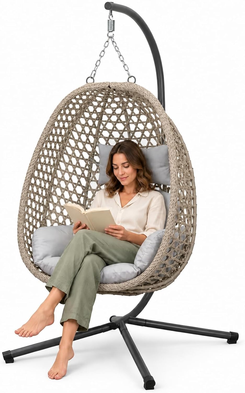 Hängesessel, Koll Living, Grau/Beige, Luxus Luna