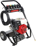 MIUKYUI, Hochdruckreiniger, 190 Bar, 8 Zoll, Schwarz/Rot, Benzinbetriebener Benzin 7, 5 PS 3400 U / min 170- 2200 PSI 2.3 GPM mit 5 Düsen 26ft