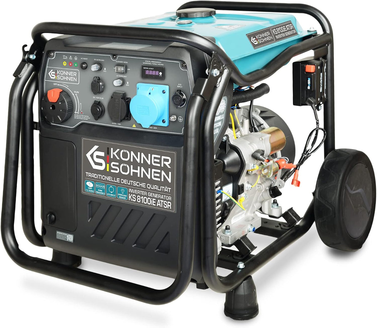 K&S Könner&Söhnen, Powerstation, 8 kW, Grau/Schwarz, & KS 8100iE ATSR Inverter Generator, Benzin Stromerzeuger
