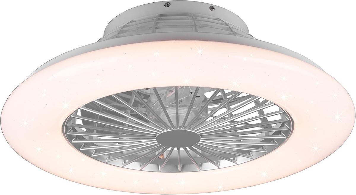 RL LIVE YOUR LIGHT, Deckenventilator, Weiss, Reality Leuchten LED Deckenleuchten-Ventilator Stralsund, Kunststoff Silberfarbig /