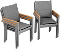 LIFERUN, Esszimmerstuhl, Grau, Gartenstuhl 6er Set, Aluminium, mit Gesteppte Rückenlehne & Sitzfläche, Stapelbarer