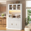 LUXOAK, Buffetschrank, 180 cm, Weiss, Küchenbuffet mit RGB-LED & Steckdose