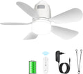 Gliztech, Pavillon, 50CM, Weiss/Grau, Deckenventilator Outdoor, 20000mAh Camping Ventilator licht mit Akku, Mobiler Ventilator Lampe für Aussenbereich