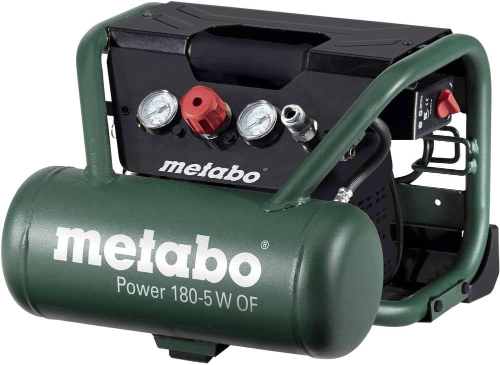 metabo, Kompressor, 1.1 kW, 8 bar, 90 l, 75 l, Grau/Grün, Power 180-5 W OF -, 5 L Tank, / min Füllleistung, / min Liefermenge - Ölfrei