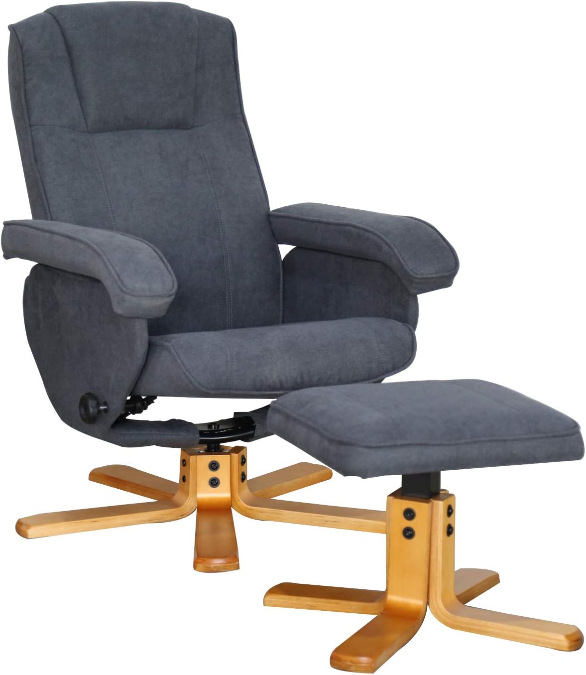 SVITA, Relaxsessel, Polyester - Fusskreuz: Holz - Farbe: Schwarz - Komfortable Polsterung - Mit einstellbarem Wipp-Mechanismus, Dunkelgrau