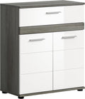 xonox.home, Hoch- & Midischränke, 70x79x31 cm, Weiss, Midischrank Blake in Rauchsilber und Hochglanz