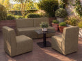 Sofa, A&J MöbelLand, Gold/Braun, Outdoor Lounge Set Gold mit 2-Sitzer und 2 Sesseln in Braun