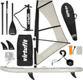 VirtuFit, SUP-Board, Grau/Weiss, Stand-up-Paddle-Board Set, Aufblasbares SUP Board mit Paddel, Rucksack und Zubehör für Freizeit