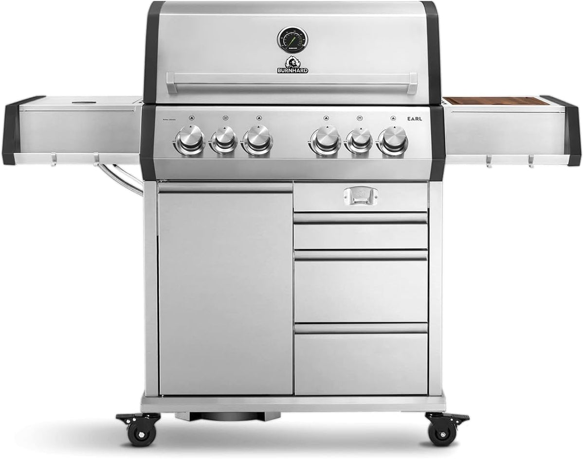 BURNHARD, Gasgrill, Schwarz, ® Big EARL 4-Brenner, Edelstahlrost, -Matt