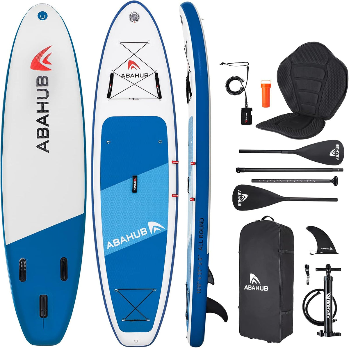 Abahub, Boards, 84x15 cm, Schwarz/Blau/Grün, Stand-up-Paddle-Board Set Aufblasbar mit Sitz 320x78 /