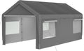 Comfyu, Carports, 6 m, Grau, Carport Zelt 3 ×, Winterfestes Autozelt mit Roll-Up-Fenstern & Abnehmbaren, Garage Zelt für Auto