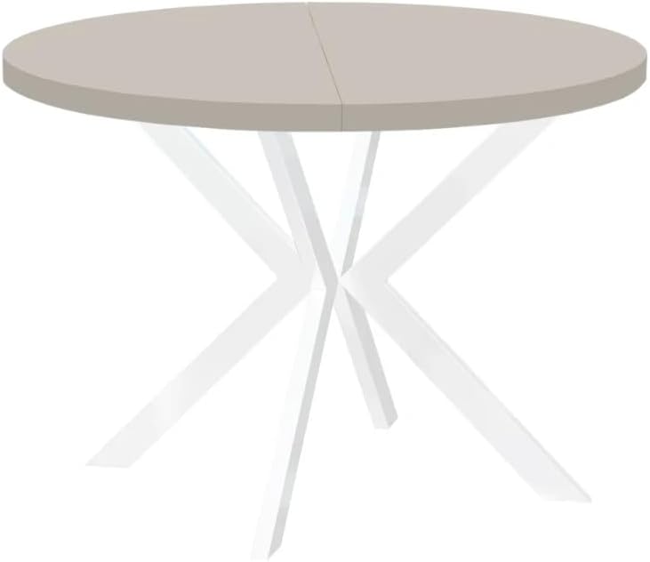 Dekori Möbel, Esstisch, 220 cm, 150 cm, Weiss, ENDO runder ausziehbarer Kaschmir Tisch mit Metallbeinen, 100 / )