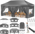 KESSER, Pavillon, Anthrazit, ® Falt 6x3 m Festzelt mit 6 abnehmbaren Seitenwänden, Gartenzelt Höhenverstellbar & Wasserdicht + Tasche Rollbar